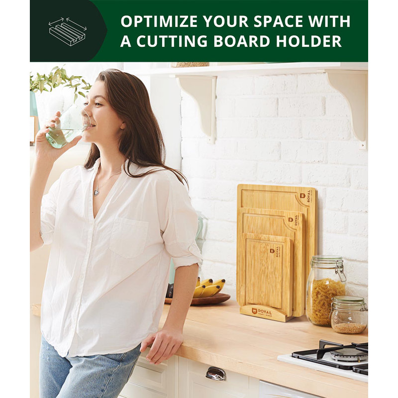 Royal Craft Wood Cutting Board Organizer Cutting Board Stand And